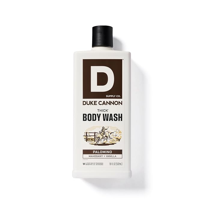 Duke Cannon Supply Co. Thick High Viscosity Body Wash – 3X Thicker, Cleansing Shower and Bath Gel, Mineral-Enriched for Men – Shower Gel – Men’s Body Scrub – Palomino (18 oz)