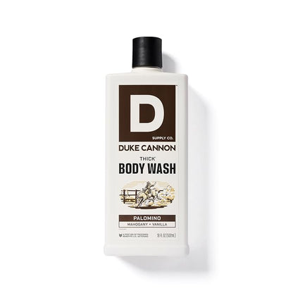 Duke Cannon Supply Co. Thick High Viscosity Body Wash – 3X Thicker, Cleansing Shower and Bath Gel, Mineral-Enriched for Men – Shower Gel – Men’s Body Scrub – Palomino (18 oz)