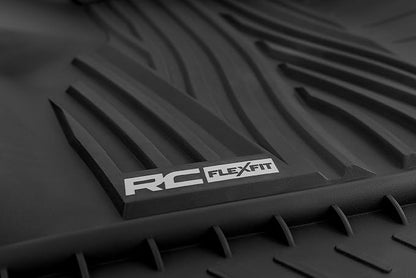 Rough Country Flex-Fit Front Floor Mats for Ford F-150 (2015-25)/Lightning (2022-25)/Raptor (2017-25) Crew Cab - Custom All-Weather Non-Slip TPE Liners w/Spill Saver Lip