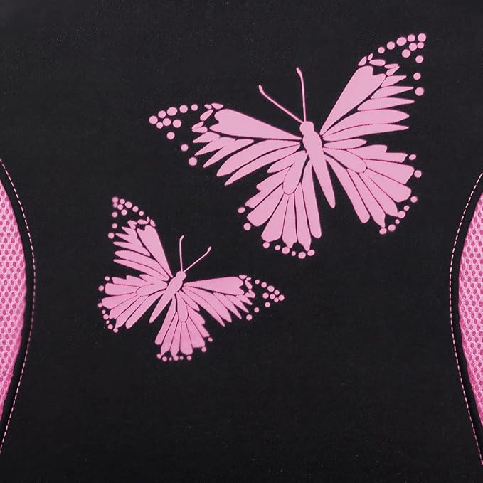 Flying Banner Butterfly car seat Covers ful Set Fashion Universal Lady Woman Female Rear Bench Split Colorized (Pink Black, Full Set)