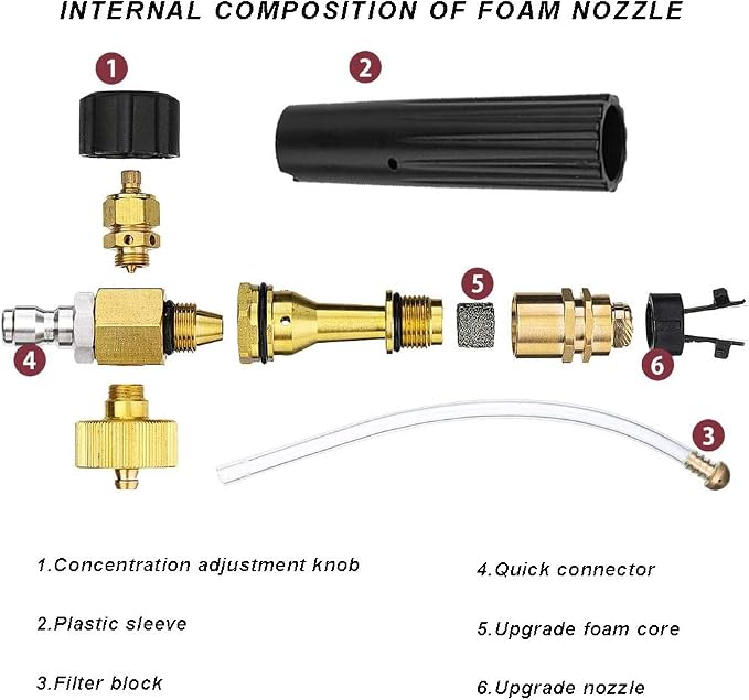 Foam Cannon with 1/4 Inch Quick Connector, 1 Liter Bottle, Professional Grade,uick Release (Up to 3200 PSI)