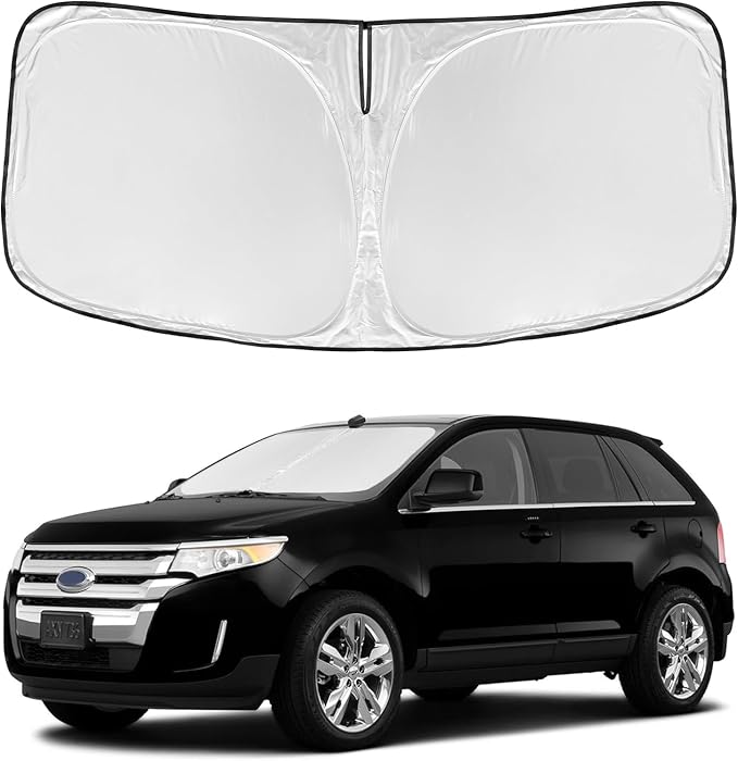 for Ford Edge 2007-2014 Windshield Sun Shade - 4 Layers Car Sunshades for Front Windows Shade Cover Custom Fit Edge Sun Visor 250T Retractable Shade Blocks UV Rays Car Accessories