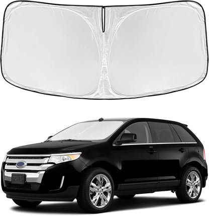 for Ford Edge 2007-2014 Windshield Sun Shade - 4 Layers Car Sunshades for Front Windows Shade Cover Custom Fit Edge Sun Visor 250T Retractable Shade Blocks UV Rays Car Accessories