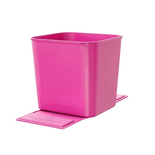 Car Trash Can – Leakproof 1.4 Gallon Compact Garbage Bin with Stability Flap & Anti-Slip Base | Portable Trash Holder for Cars, Trucks, SUVs, Minivans – Includes Trash Bags (Pink, Large)