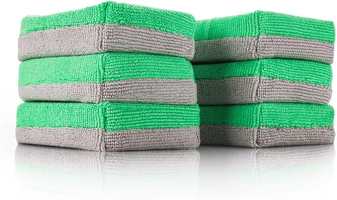 Armour Detail Supply - Block Coating Applicator - Premium Microfiber Suede Car Detailing Pads for Ceramic Coating, Graphene, Wax, and Sealant Application - 6 Pack