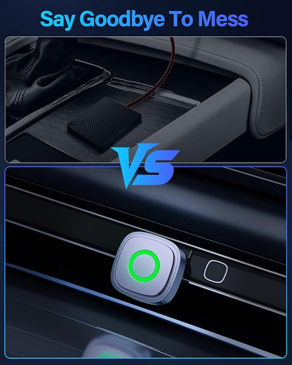 Ultra-Mini Wireless CarPlay Adapter with A9 Chip, 5.8GHz Wi-Fi Low Latency, 3-5 Sec Auto Connect, Universal Apple CarPlay/Android Auto Wireless Adapter for Factory Wired Cars