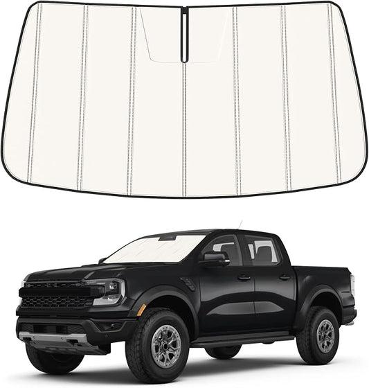 Windshield Sun Shade for Ford Ranger 2019-2025 2026, Front Window Visor Accessories, Folding Design Blocks Heat & UV Rays Maintain Cool Interior and Save Space