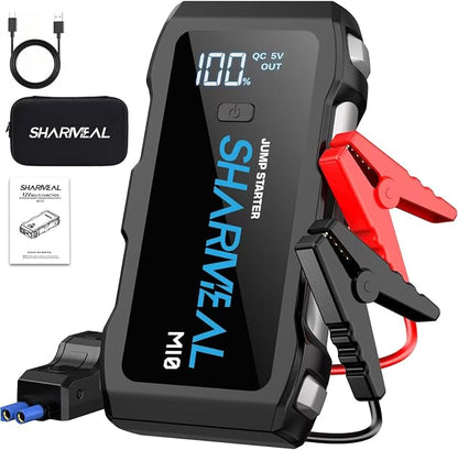Sharmeal Jump Starter 6000A, 12V Car Battery Jump Starter (Up to All Gas or 10.0L Diesel Engine), Battery Booster with 3 Modes Flashlight and Jumper Cable