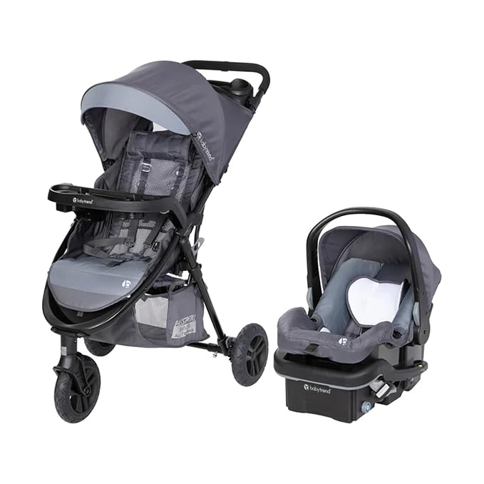 Baby Trend Passport Seasons Baby Stroller with EZ-Lift Infant Car Seat, Adjustable Canopy, Storage Basket & Cup Holders, Journey Black - Lightweight & Foldable Travel System for Toddlers & Infants