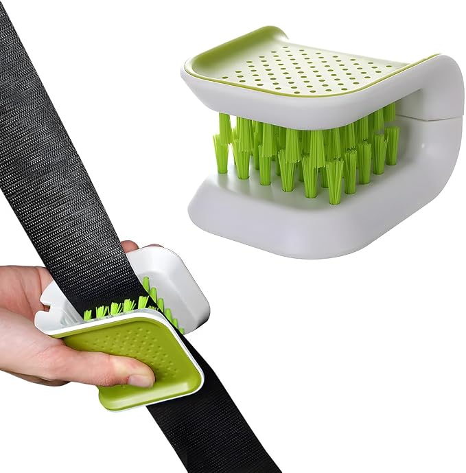 KVAEY Car Seat Belt Cleaning Brush, U-Shaped Auto Interior Washing Brush with Double-Sided Bristles, Closeable Safety Belt Bristle Scrubber Cutlery Cleaner Brush for Car Home (1 PCS)