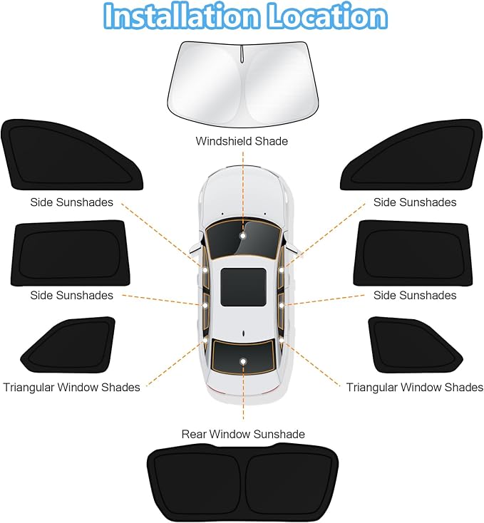 KUST Car Window Shades for Jeep Grand Cherokee 2022-2025 2026 Windshield Sun Shade Side Window Cover UV Block Privacy Protection Accessories for Camping Blackout Rear Back Full Set 8PCS