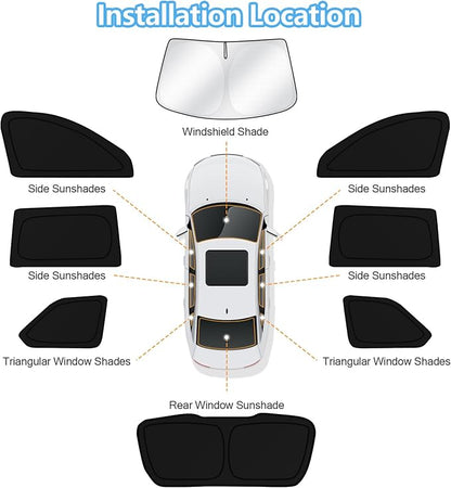 KUST Car Window Shades for Jeep Grand Cherokee 2022-2025 2026 Windshield Sun Shade Side Window Cover UV Block Privacy Protection Accessories for Camping Blackout Rear Back Full Set 8PCS