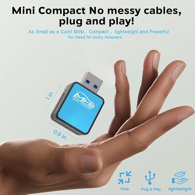 MMB Wireless Android Auto Adapter, 5.8GHZ WiFi, 5.3 Bluetooth, 3-5s Auto Connect, USB-C/USB-A/,Stable Control & No Delay, Compatible with Android 10+ Supports Car Original Control