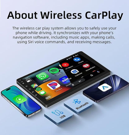 Wireless CarPlay Adapter-Convert Wired CarPlay to Wireless,Stable Connection and Mini Size,Plug & Play,50% Lower Temperature,Auto-Reconnect,Compatible with iPhone & Android & Cars 2015+