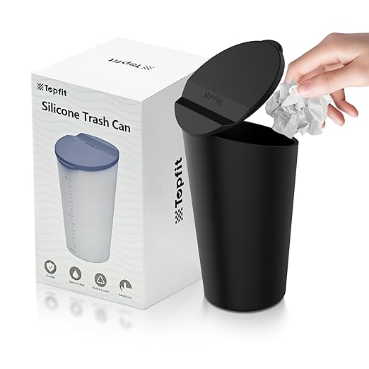 BMZX Car Trash Can with Lid Small Cup Holder Door Pocket Garbage Can Bin Trash Container Fits Auto Home Office, Black 1 Pack