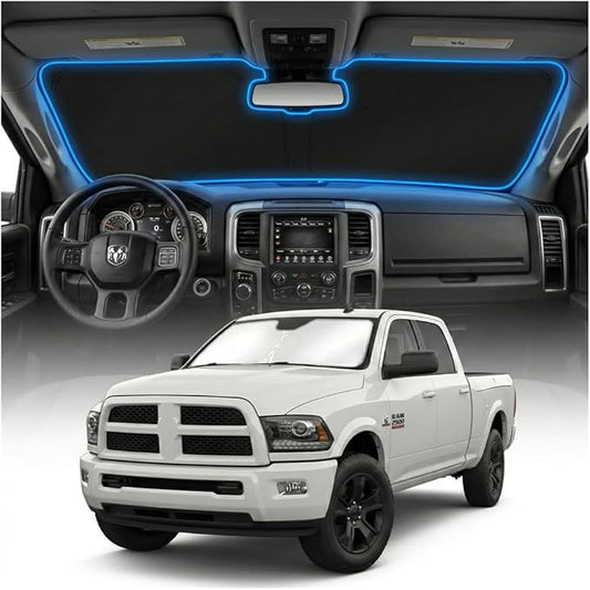 for Dodge RAM 2500 3500 Sun Shade Windshield Cover - Custom Fit RAM 2500 3500 Accessories 2010-2025 2026 Sunshade Foldable UV Protection & Heat Shield Sun Visor Accessories