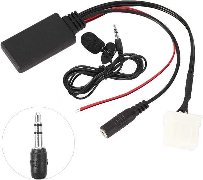 KIMISS Bluetooth 5.0 Car Adapter with Microphone, for Mazda 2 3 5 6 RX8, AUX-in Cable for Hands-Free Calling & Music Streaming, Wireless Audio Receiver