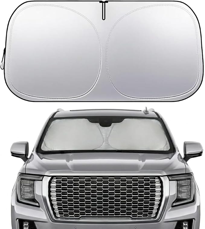 Yukon Windshield Sun Shade, Front Windshield Shade for Sun, Folding Sunshade Windshield Visor for GMC Yukon 1992-2025.
