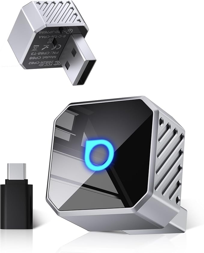 OTTOCAST Mini Pot 2025 2-in-1 Wireless CarPlay & Android Auto 2-in-1 Adapter, Plug & Play, 5GHz WiFi, Auto Connect for iPhone & Android, Fits 98%+ OEM Wired CarPlay Cars