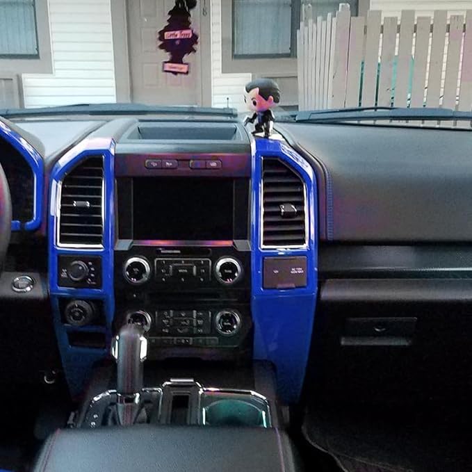 Keptrim for F150 Blue Central Console Air Conditioner Panel Trim for 2015 2016 2017 2018 2019 2020 Ford F150, 5pcs