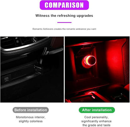 4 PCS USB LED Car Interior Atmosphere Lights, Plug-in USB Automotive Interface Charging Night Lamps, Mini Vehicle Interior LED Atmosphere Light for Car, Bedroom, Hallway (Red)