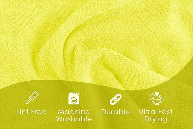 Avalon Towels Microfiber Cleaning Cloths (Value Pack of 48) - Size 16 x 16 Inches, Highly Absorbent Cleaning Rags, Lint Free, Reusable and Washable, Microfiber Towels for Cars