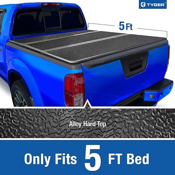 Tyger Auto T5 Tri-Fold Alloy Hardtop Truck Bed Tonneau Cover Compatible with 2005-2026 Nissan Frontier; 2009-2012 Suzuki Equator | 5' (59") Bed | TG-BC5N3028