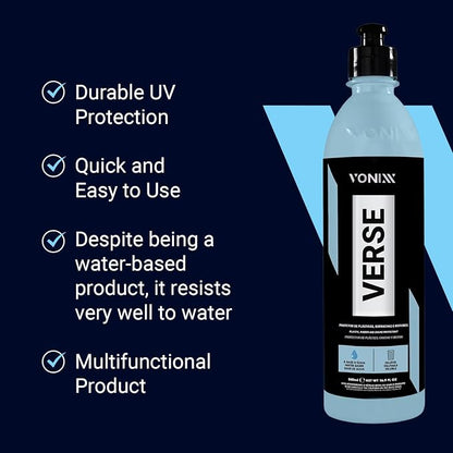 Vonixx Verse Automotive Surface Protector | Multipurpose Car Dressing for Plastic and Rubber | Restore and Protect Interior & Exterior Surfaces | Concentrated | Water Based | 16.9 fl oz (500 ml)