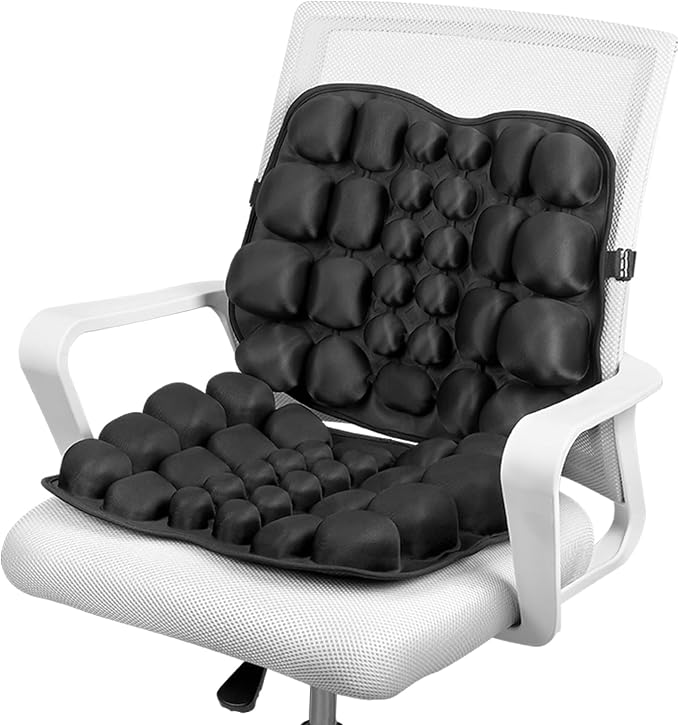 Inflatable Lumbar Support Pillow for Office Chair & Car - Tailbone Pain Relief Air Seat Cushion for Driver, Wheelchair, Airplane Seat, Travel - 17.7x14.3x2.0 Inches