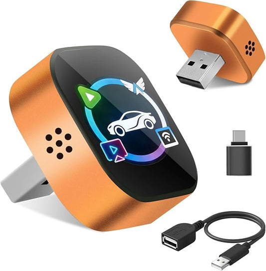 Wireless CarPlay Adapter 4 in 1 Car Screen Mirroring Adapter to Play TV on Car Screen for iPhone & Android, Upgrade Support Airplay&Mirror Link,CarPlay&Android Auto,Wired to Wireless,Plug and Play