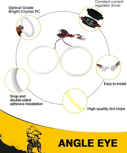 Qasim 1-Pair White 120MM 93SMD COB LED Halo Ring Angel Eyes DRL Led Fog light Warning Light with lampshade Cover 12V 24V