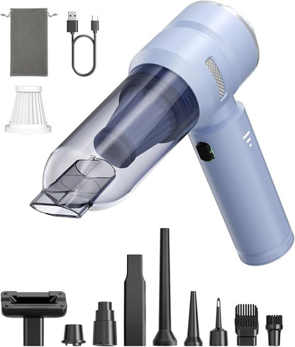 VNOST Car Vacuum,3 Suction Modes,Portable Mini Cordless Cleaner with 50000pa Suction Power,Type-C Charge,Handheld Vacuum for Home,Car,Birthday Gifts for Men Dad Husband (Blue)