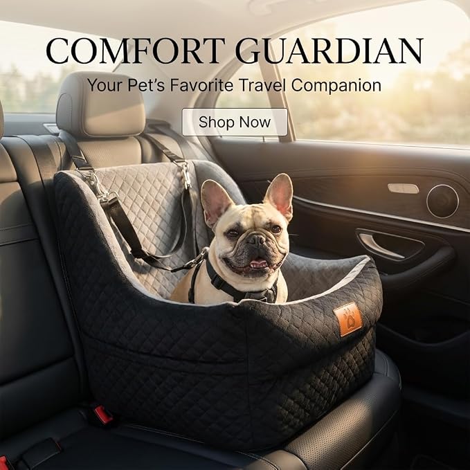 Dog Booster Car Seat for Small to Medium Dogs Up to 35 lbs, Elevated Pet Car Seat with 2 Safety Belts, Detachable Washable Cover, Non-Slip Stable Base, Front/Back Seat Travel Booster