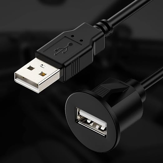 Universal Auto USB Extension Cable Dashboard Flush Mount for Car Radio Stereo Android Wince Head Unit DVD CD Media Player 3 Feet