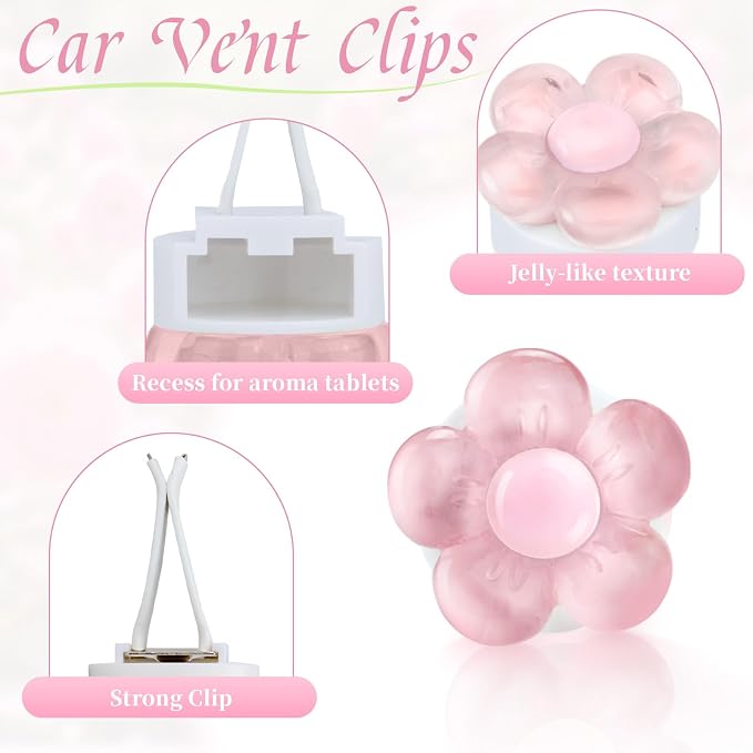 6 PCS Flower Vent Clips For Car, Cute Daisy Car Air Vent Clips, Air Conditioner Outlet Cars Vents Decor, Cars Decorations Accessories (6 Colors)
