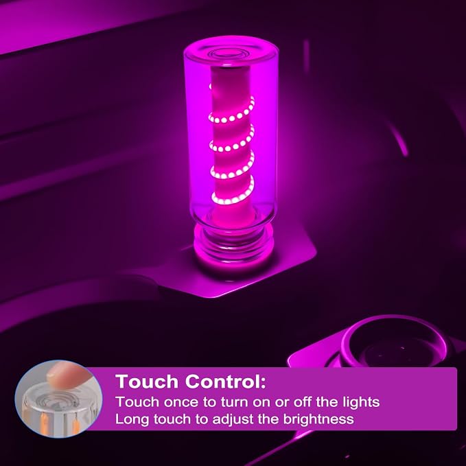 USB Light for Car, Touch Dimmable Retro Interior Lamp LED Ambient Lighting, Portable Mini Glass Bottle LED Bulb Night Light for Vehicle Bedroom Hallway Camping Holiday Decoration (Purple)