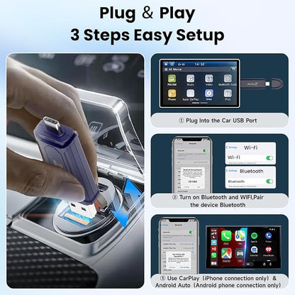 Carlinkit Mini SE Pro Wireless CarPlay Adapter, Wired to Wireless Converter for OEM Factory Wired CarPlay/Android Auto Cars, 5GHz WiFi Fast Connect with USB C/A Dual Port