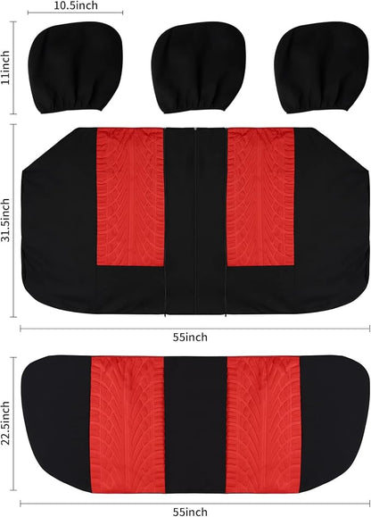 VarCozy Car Seat Covers Full Set, Front & Split Rear Bench for Car, Universal Cloth SUV, Sedan, Van, Automotive Interior Covers, Airbag Compatible