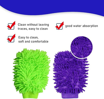 5 Pcs Premium Chenille Microfiber Car Wash Glove, Double Sided Scratch-Free Car Wash Mitt, Soft Carwash Sponge, Microfiber Cleaning Mitt