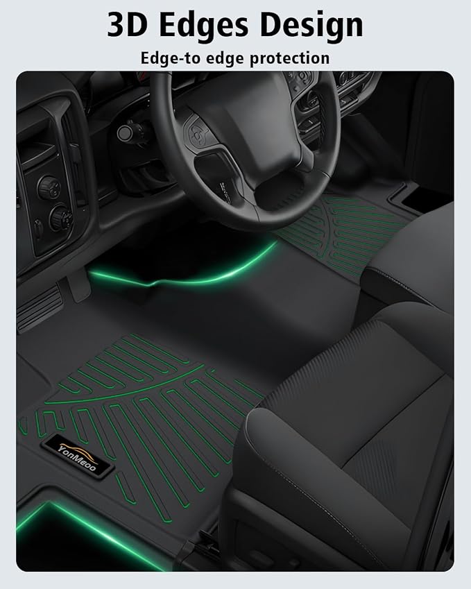 Floor Mats Custom for Ford Transit 2015-2021 150/250/350/350HD w/Carpet Flooring (Not for Transit Connect Models) All Weather TPE Rubber 1st Row Anti-Slip Floor Liners for Transit Accessories