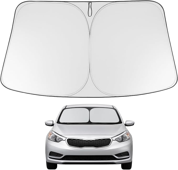 Proadsy 2026 Upgrade Windshield Sun Shade Custom Fit 2014-2018 Kia Forte Foldable Front Sunshade Protector Sun Visor Blocks UV Rays Keep Car Cooler