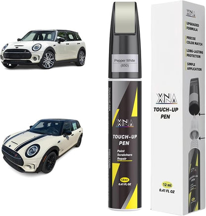 XNA Pepper White(850) for MINI Touch Up Paint, 2 in 1 Car Scratch Remover with Pen Tip and Brush, Exact Color-Matched for Car Paint Scratch Repair, Quick & Easy Fix Chips and Nicks