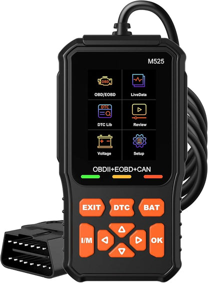 M525 OBD2 Scanner,New Upgrade OE-Level Code Reader with Battery Test, Start Test, Live Data, CAN Diagnostic Tool for Car Engine Fault Code Scan, Dual-UI for Pro Mechanics & DIYers