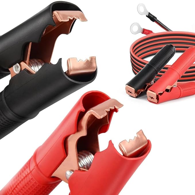 2 Pcs Alligator Clips Booster Jumper Cable 50A-3.3 ft 13 AWG Alligator Clips Booster Jumper Cable，for 12V/ 24V Car Battery Charging Jumper Cable