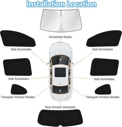 KUST Car Window Shades for Volkswagen Golf MK7 2013-2018 Windshield Sun Shade Side Window Cover UV Block Privacy Protection Accessories for Camping Blackout Rear Back Full Set 8PCS