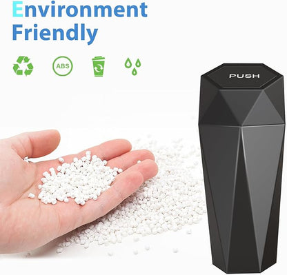SINSEN Car Trash Can, Mini Garbage Bin with Lid, Car Door Trash Cans, Cup Holder Organizer Diamond Dustbin, Black, Pack of 2