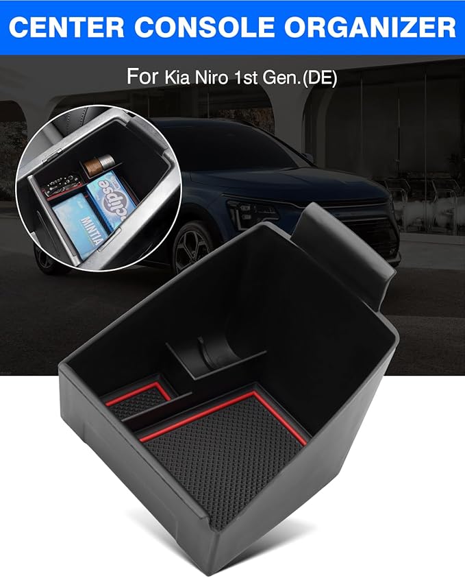 Autorder Center Console Organizer for 2023-2026 Kia NIRO Accessories Armrest Storage Box Secondary Insert Tray with 2 Color Mats