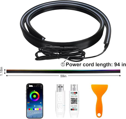 59" RGB LED Strip Lights for Car Interior,16M Colors RGB Front Windshield Ambient Lighting Kits, Music Sync, Easy Plug & Play Installation, Cuttable, Wide Compatibility