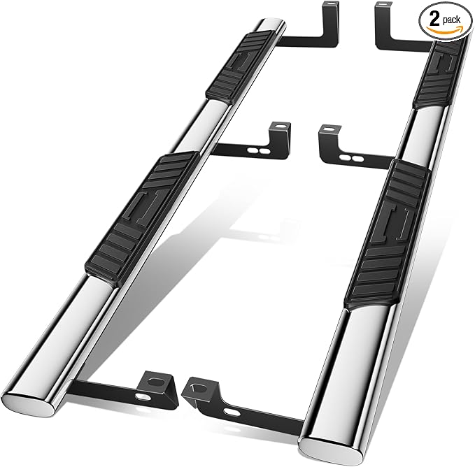 Auto Dynasty 5" Running Boards Compatible with 1999-2014 Chevy Silverado GMC Sierra 1500 2500 3500 Extended Cab, Stainless Steel Nerf Bars, Polished Chrome Non-Slip Side Steps