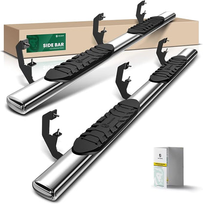 YHTAUTO 5 Inch Running Boards Side Steps Fit 2015-2026 Chevy Colorado & GMC Canyon (Crew Cab) Oval Straight Stainless Steel Polished Chrome, Truck Side Step Rails Off-Road Accessories